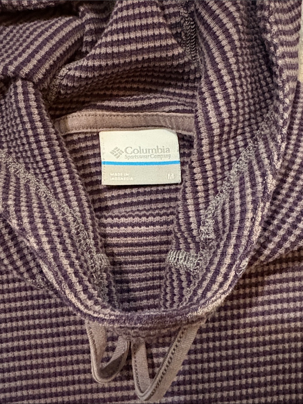 Columbia Lightly Fitted Purple Striped Hoodie with Cowl Neck - Picture 2 of 9